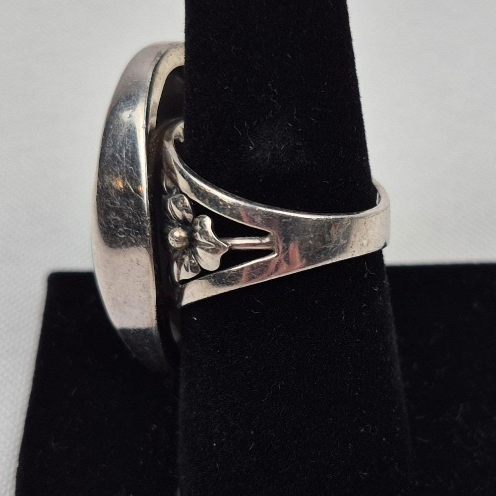 Sterling Silver Turquoise Ring Size 8.5 Statement Floral Scroll Boho 925 Signed - Picture 7 of 12